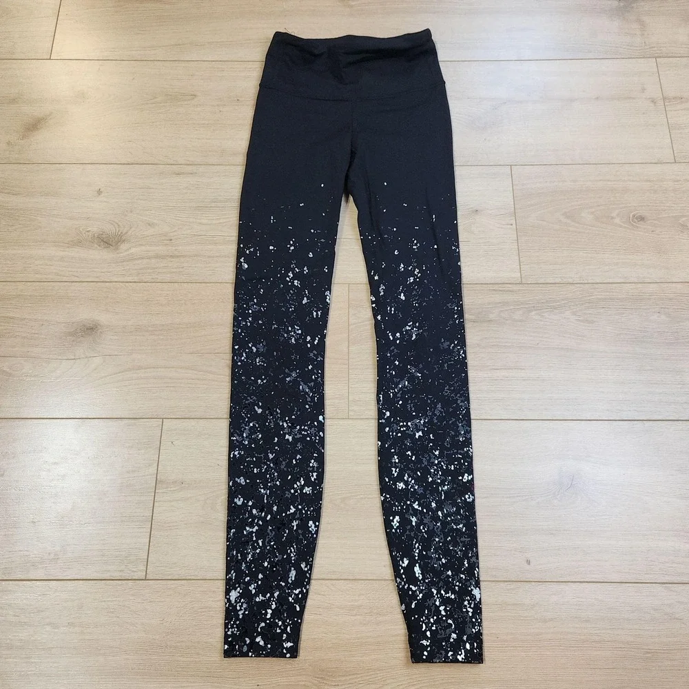 Lululemon Speed Wunder Leggings Womens 2 Black Spotted Ankle Yoga Running
